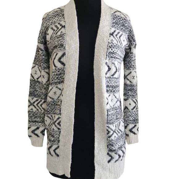 Black and White Open Front Cardigan Sweater Size XS - Picture 1 of 5